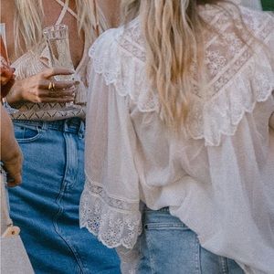 Spell Gypsy Free People Ella Lace Blouse XS NWT